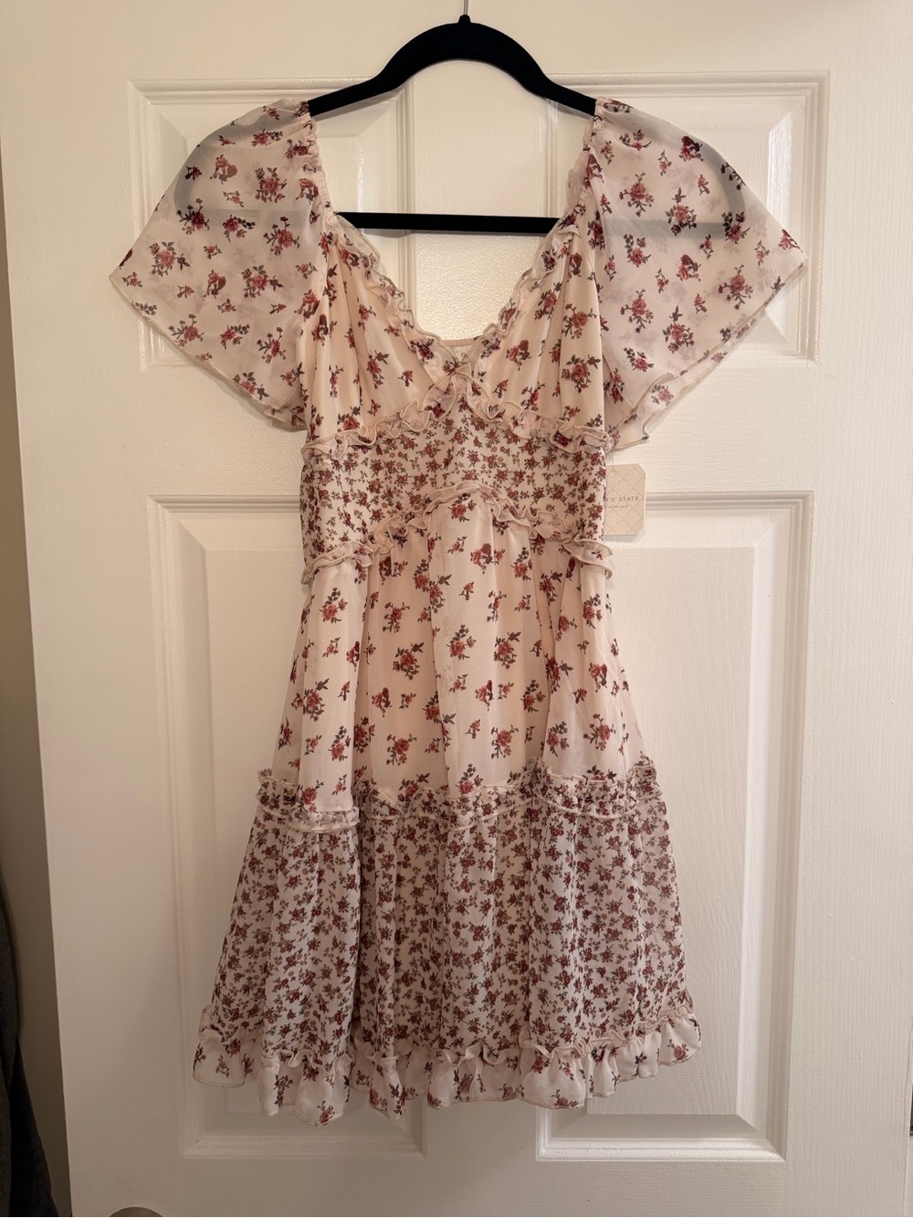 Altar'd State Cream Mini Dress with Pink Floral Print